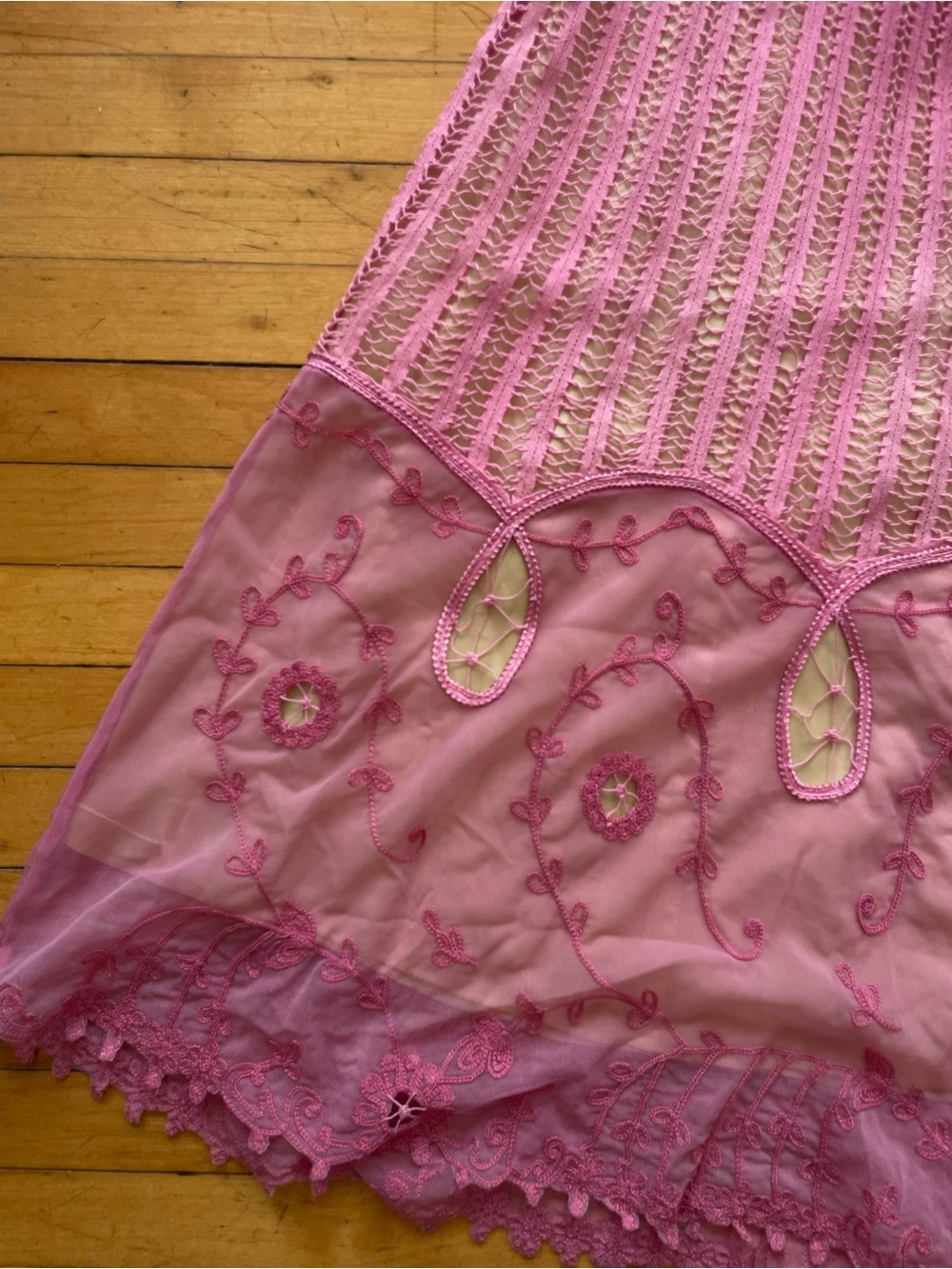Vintage Betsey Johnson New York Y2K Pink Lace Strapless Dress - Picture 2 of 12